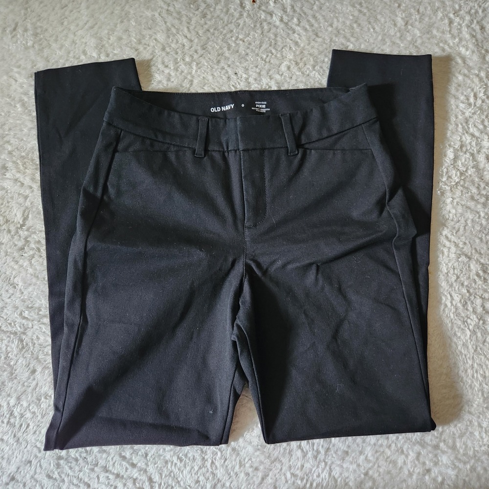 Old Navy Pixie High Rise Secret Smooth Pockets Black Pants Womens 0 Slim Tapered